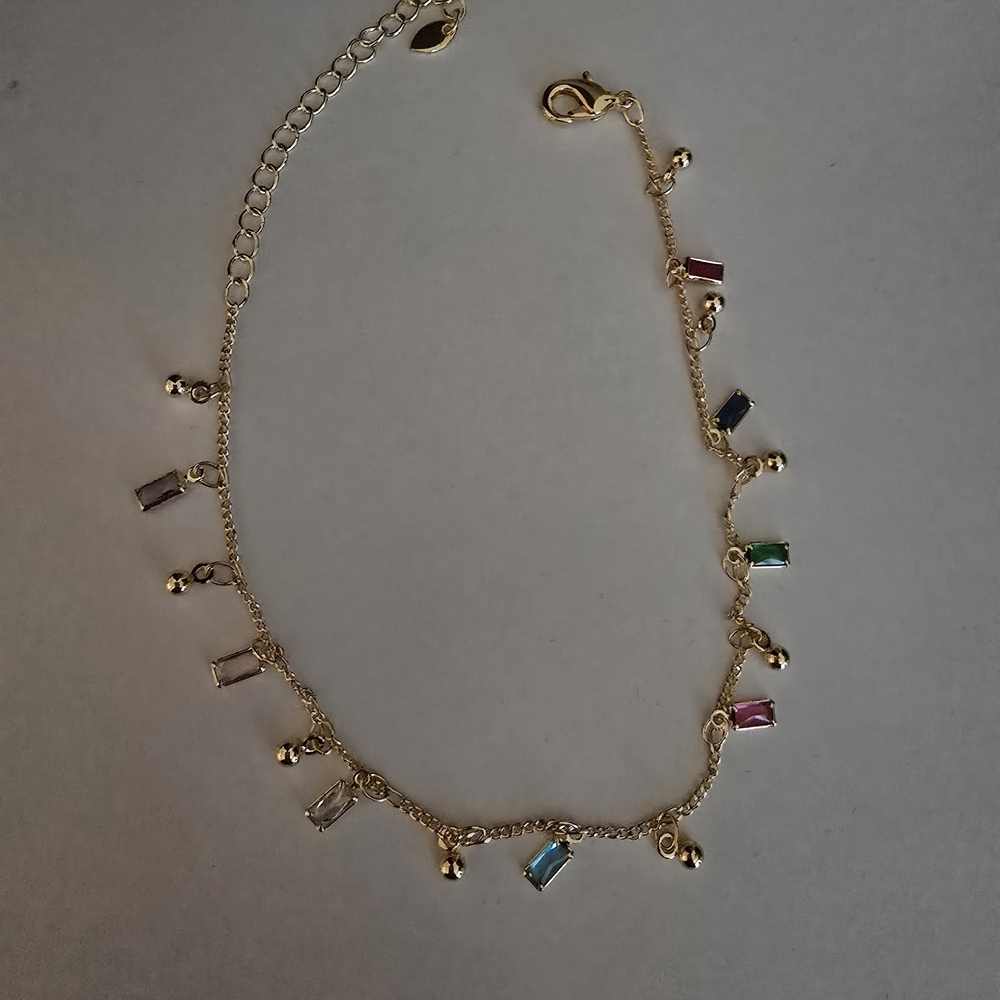 21kgp Dubak Elegant Gold Multicolor Charm Bracelet/Anklet - Picture 3 of 5